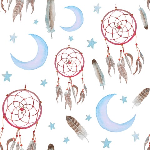 Canvas cotton dream catchers and stars in watercolor
