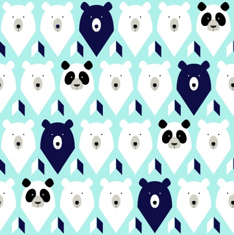 Muslin bears on a blue background