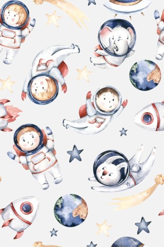 Jersey fabric pattern with space motif
