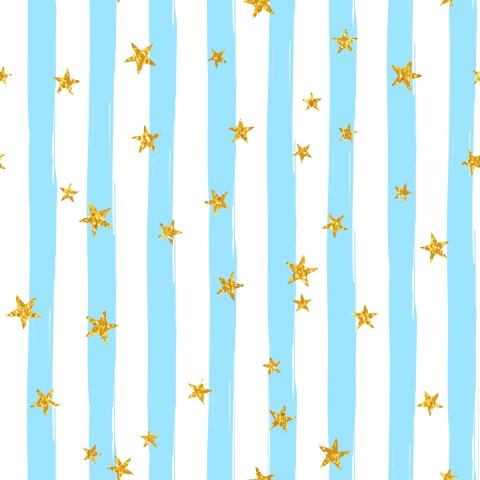 French Terry con sfondo a righe blu e bianche e stelle dorate