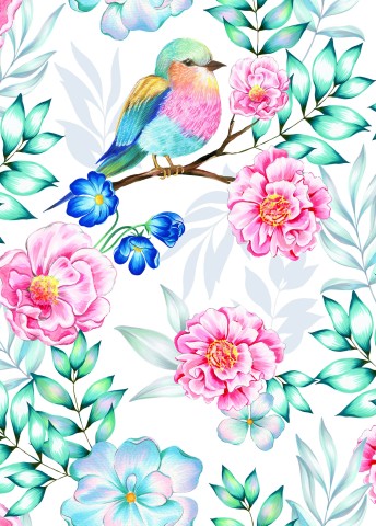 Panama colorful flowers and birds