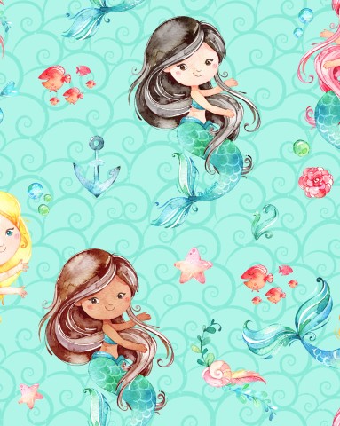 Satin cotton mermaids and fish