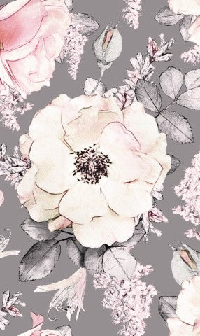 Fransk Terry med blommönster och rosa och vita rosor