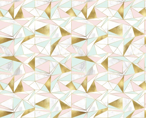 Canvaskatoen een geometrisch behang in roze, goud en wit