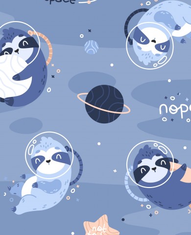 Rib Jersey cute sloths in space