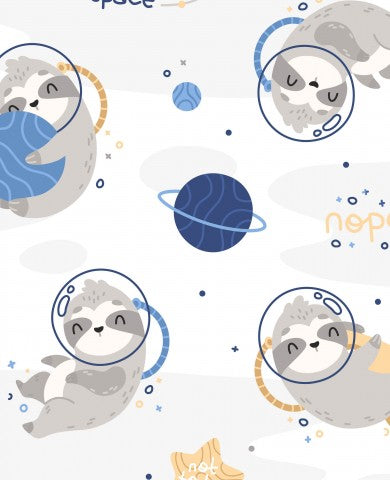 Satin cotton cute sloths in space