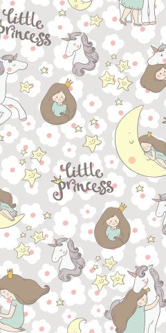 Toile coton petites princesses et licornes