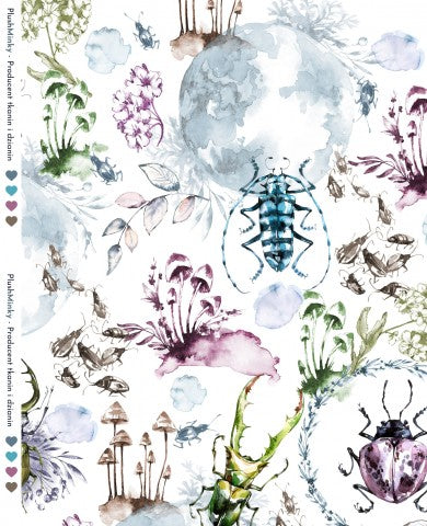 Insetti e fiori in raso di cotone