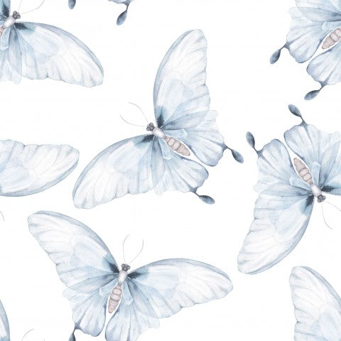 French Terry blue butterflies in watercolor