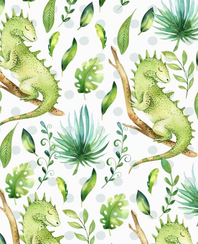 Satijnen katoenen groene hagedissen en planten