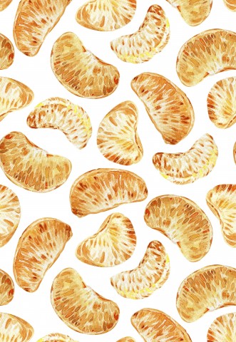 Tissu imperméable avec des tranches d'orange sur fond blanc