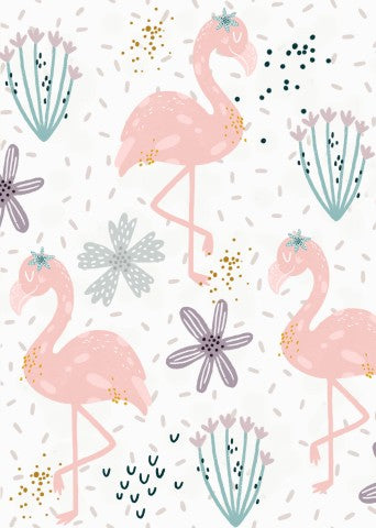 Tessuto impermeabile fenicotteri rosa e fiori