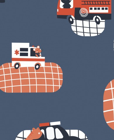 French Terry brandbil, ambulans och polisbil