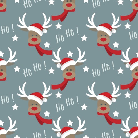 Canvas cotton Christmas pattern with reindeer heads as vector