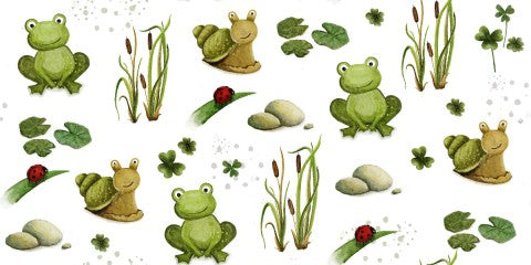 Grenouilles, coccinelles et herbes en tissu imperméable