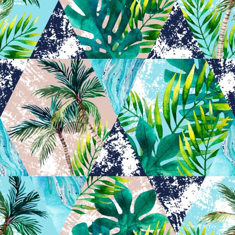 Muslin tropical plants and palm trees