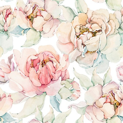 Tissu imperméable fleurs de pivoine à l'aquarelle