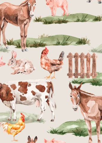Animaux de la ferme en satin de coton