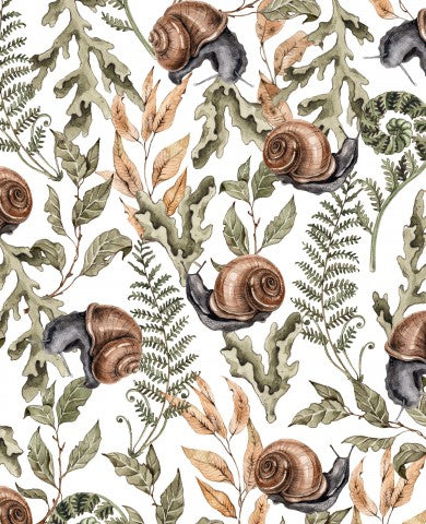 Toile de coton escargots et fougères