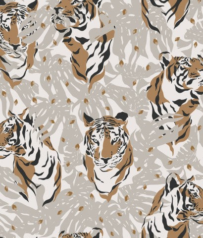 Satin cotton pattern with tigers on it