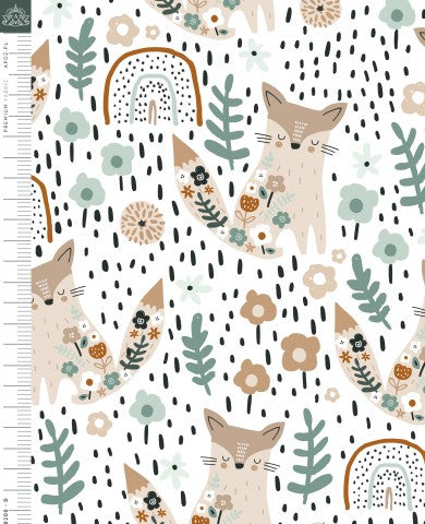 Muslin foxes and flowers