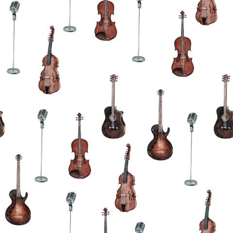 French Terry musical instruments on a white background
