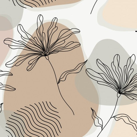 Canvas cotton floral pattern with abstract shapes