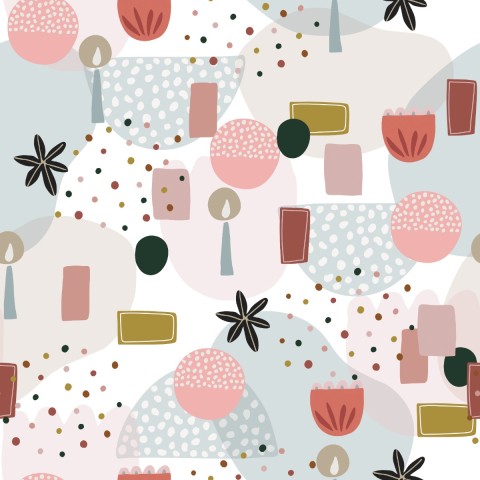 Muslin pink, green and gold objects