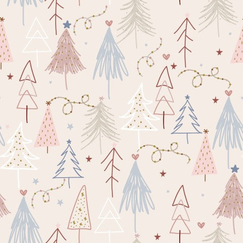 Canvas cotton Christmas trees and stars