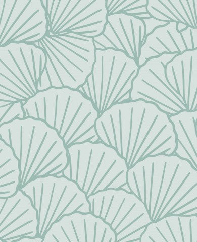 Jersey pattern of shells on a light blue background