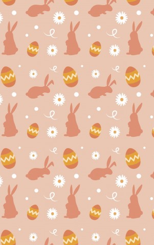 French Terry Easter bunny pattern on a pink background