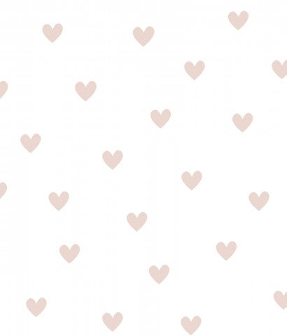 Muselina de fondo blanco con corazones rosas.