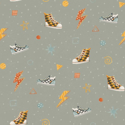 Muslin een afbeelding van een patroon met sneakers en andere items