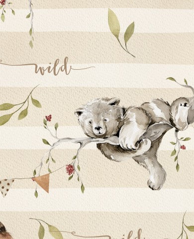 Rib Jersey a patterned wallpaper with a bear on a branch