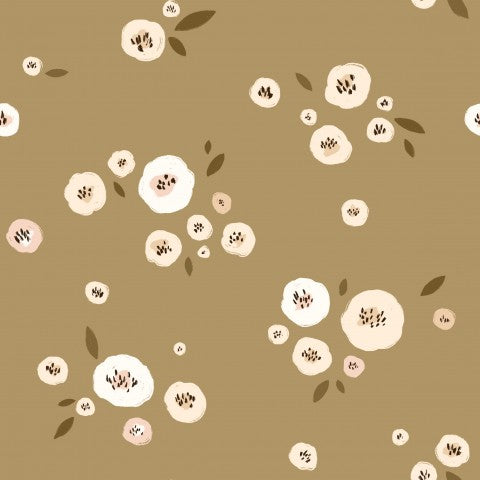 Rib jersey flowers on brown background