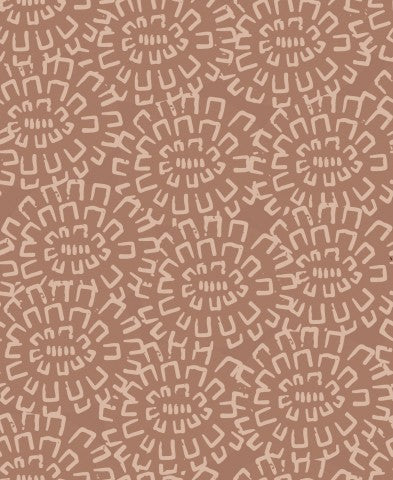 Satén de algodón, tejido estampado en marrón y beige.