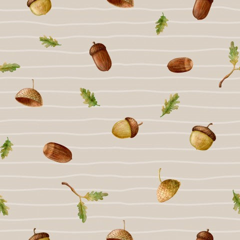 French Terry Acorns and Leaves