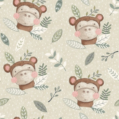 Nähere deine Träume mit unserem Canvas Baumwolle Affenkopf grün - 100% naturbelassene Baumwolle für Ihren persönlichen Auftrag. Ideal für patchwork-Projekte, H