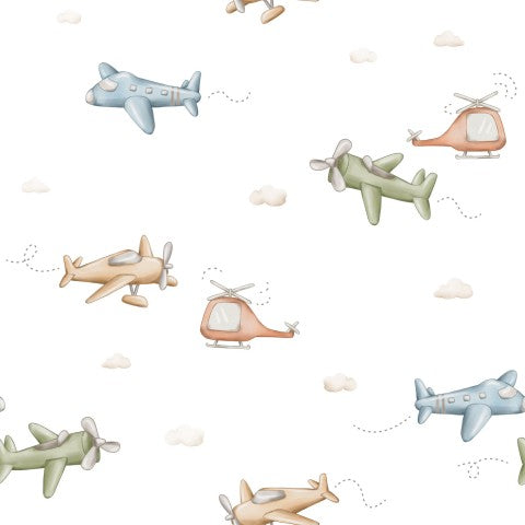 Nähen Sie Ihre Träume: Canvas Baumwolle Aircrafts White 16x16cm - ein robuster und weicher Baumwollstoff für Einstick- und Außenverkleidungen in Weiß, ideal zu