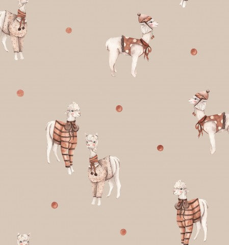 Muslin llamas on beige background