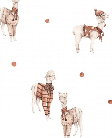 French Terry, une illustration à l'aquarelle de lamas et d'alpagas