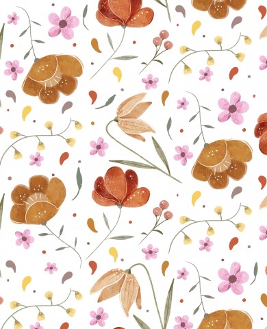 Fleurs en mousseline sur fond blanc