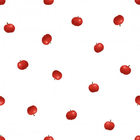 Jerseymönster av röda äpplen på vit bakgrund