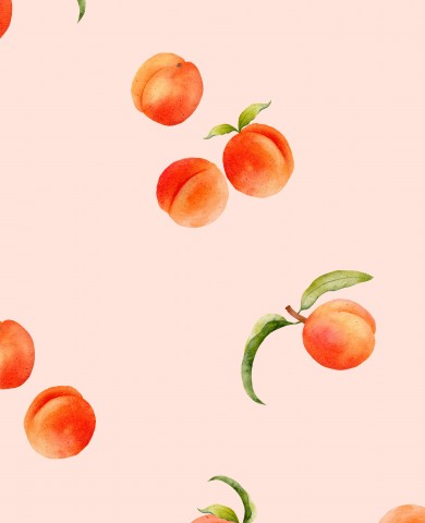 Panama watercolor pattern with peaches on pink background