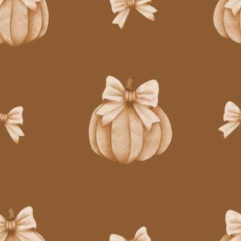 Panama pumpkins and bows on a brown background