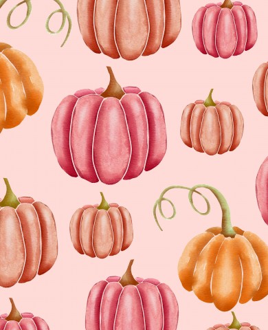 Waterproof fabric watercolor pumpkins