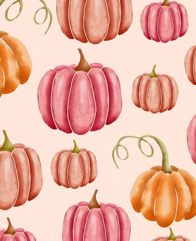 Satin Cotton Watercolor Pumpkins