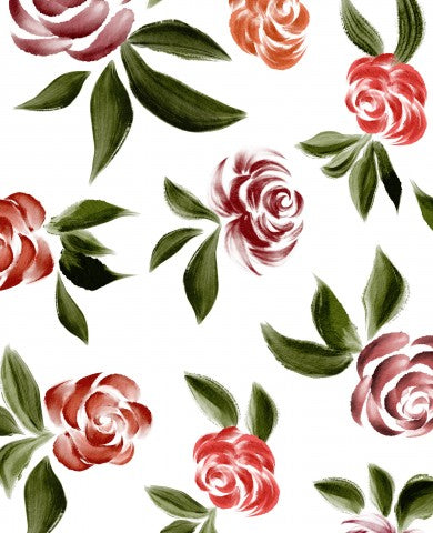 Satin cotton red and pink roses