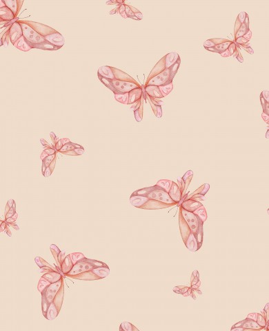 Farfalle rosa French Terry su sfondo beige