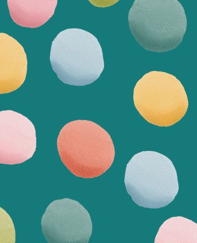 SoftShell un motif de points de bonbons colorés sur un fond turquoise